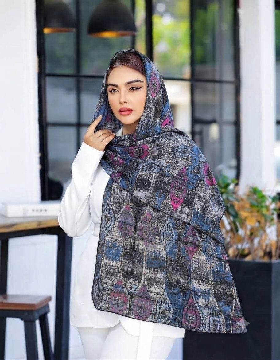 شال نخی چاپی با طرح اسلیمی
