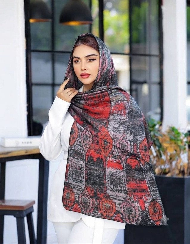 شال نخی چاپی با طرح اسلیمی