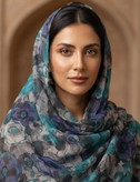 شال نخی چاپی آبرنگی طرح گل