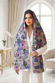 شال نخی چاپی آبرنگی طرح گل