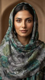 شال نخی چاپی آبرنگی طرح گل