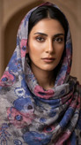 شال نخی چاپی آبرنگی طرح گل
