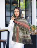 شال نخی چاپی طرح آبرنگی راهراه